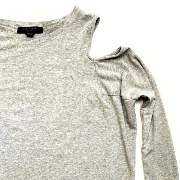 <All Saints> Esther Cold-Shoulder Grey Jersey Dress - Picture 13 of 16